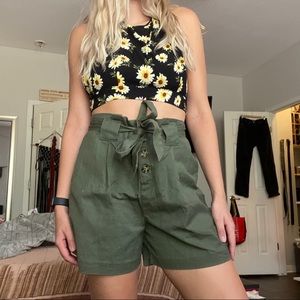 Green parachute shorts